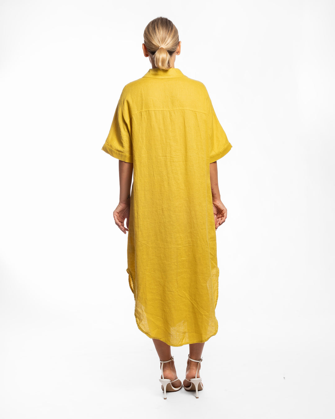 Linen Shirt Dress - Sunflower Yellow