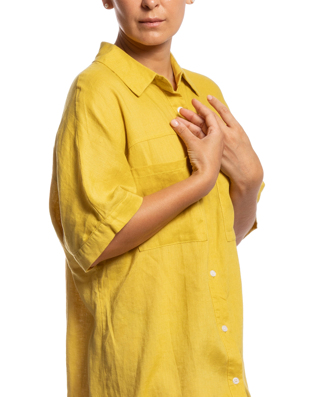 Linen Shirt Dress - Sunflower Yellow