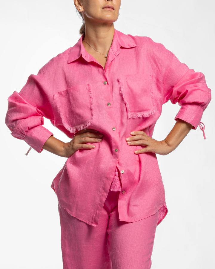 Linen Long Two-Piece Set - Pink