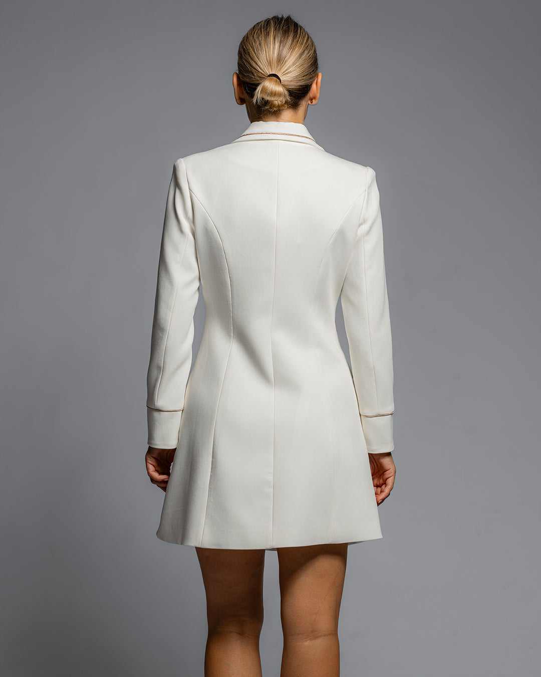 Elegance Pleated Blazer Dress - White