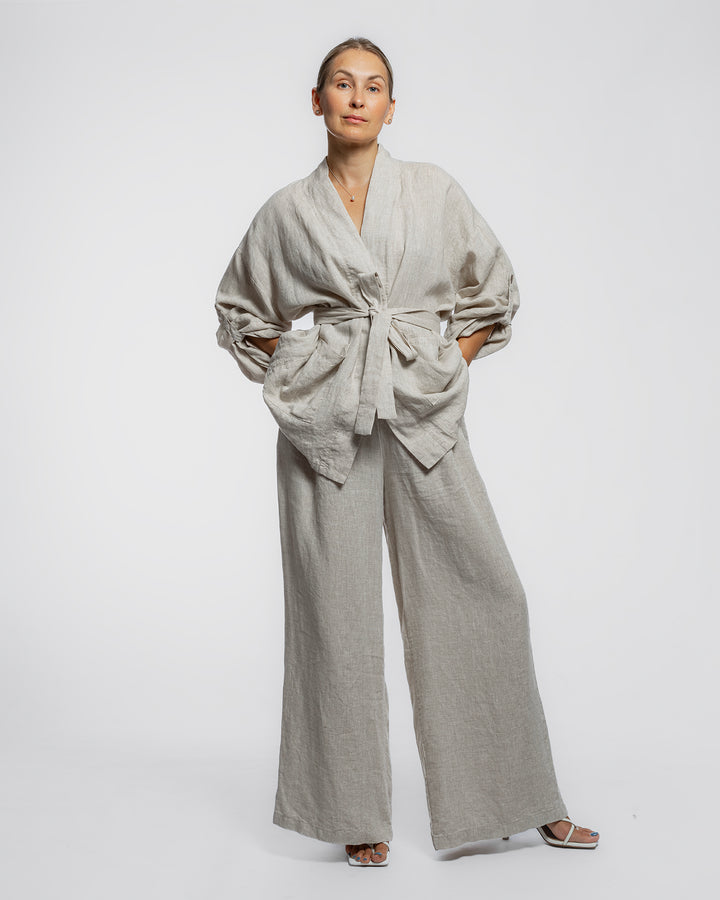 Linen Long Two-Piece Set - Natural