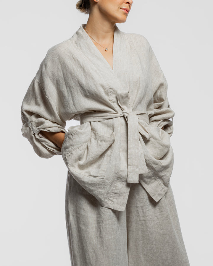 Linen Long Two-Piece Set - Natural