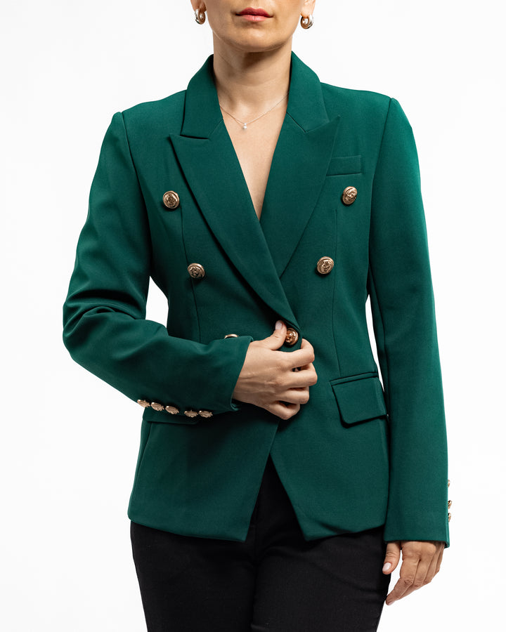 Double-Breasted Tailored Blazer - Emerald Green