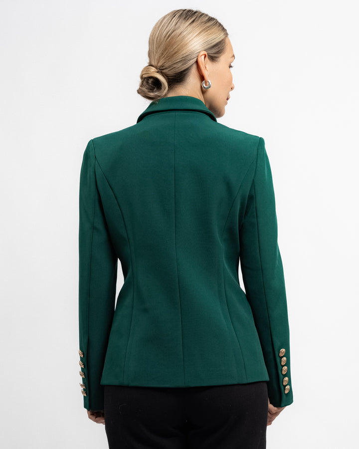 Double-Breasted Tailored Blazer - Emerald Green