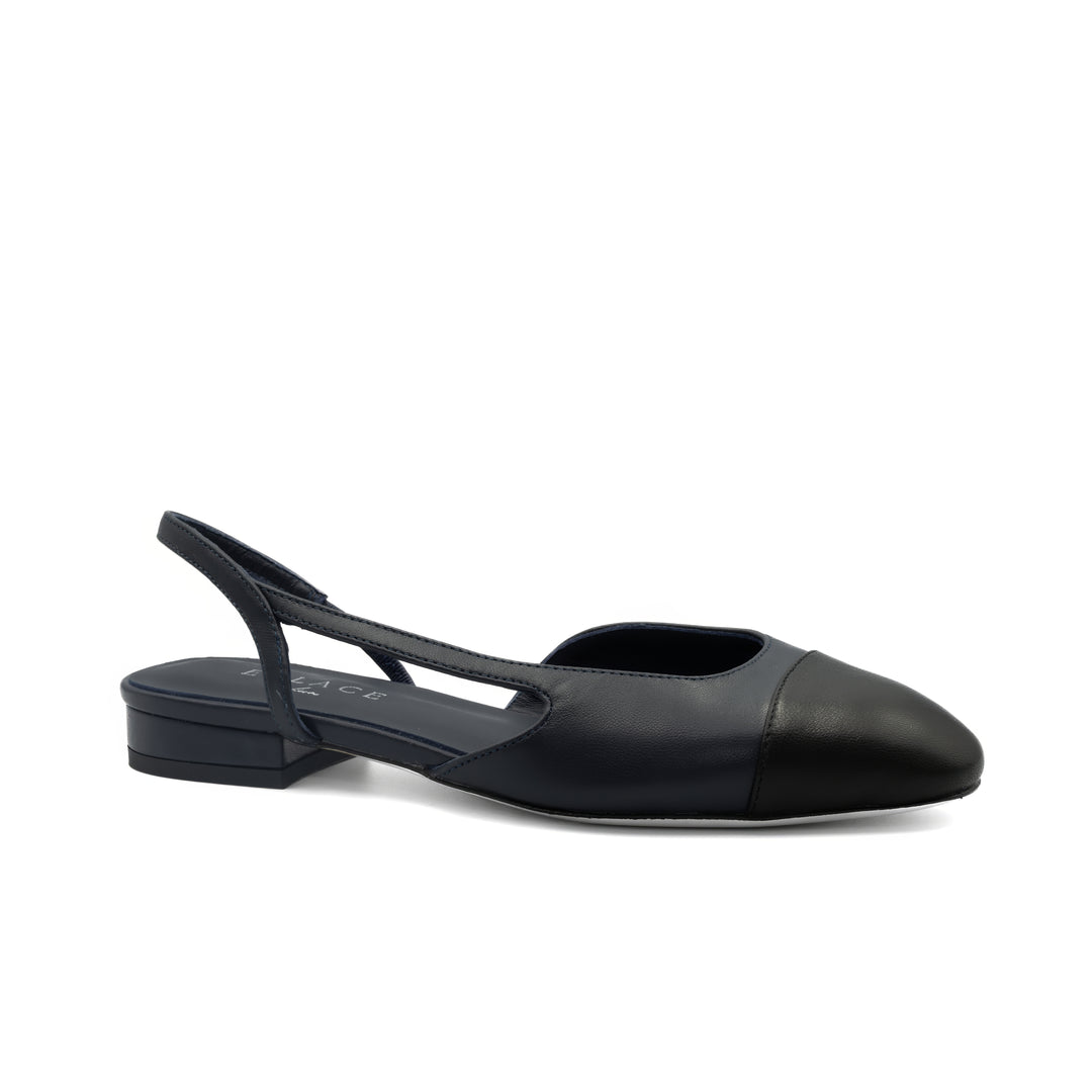 Slingback Cap-Toe Flats - Navy