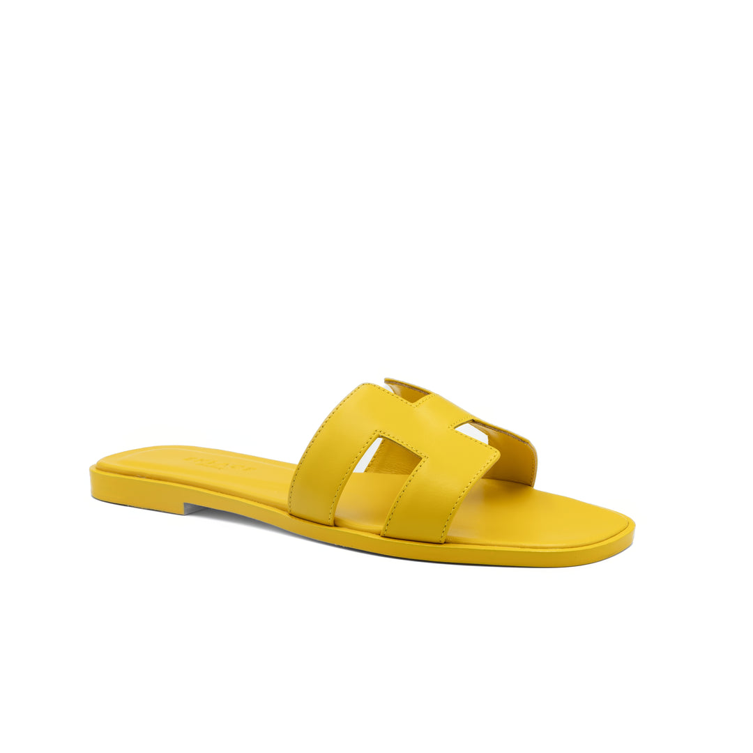 Cut-Out Slide Sandals - Yellow