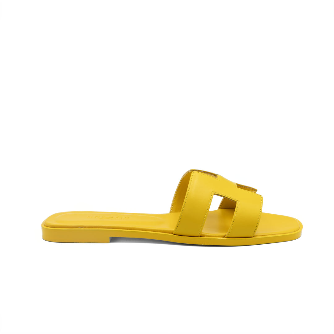 Cut-Out Slide Sandals - Yellow