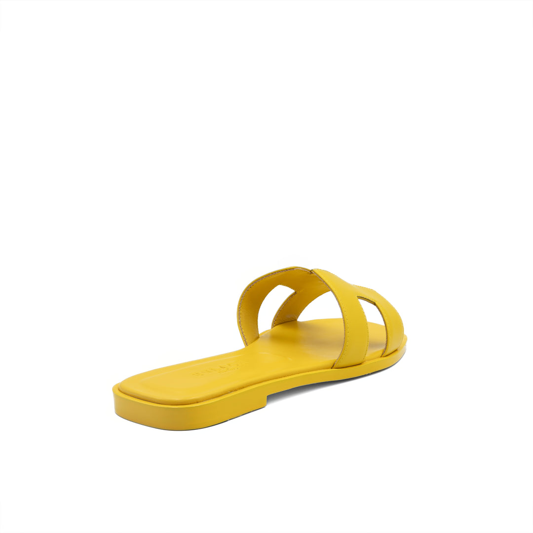 Cut-Out Slide Sandals - Yellow