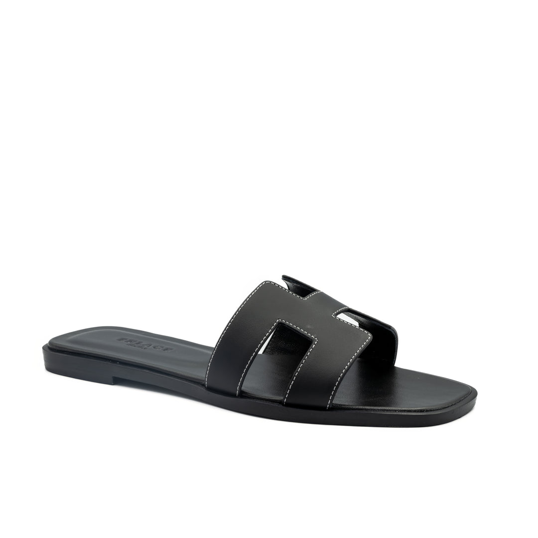 Cut-Out Slide Sandals - Black