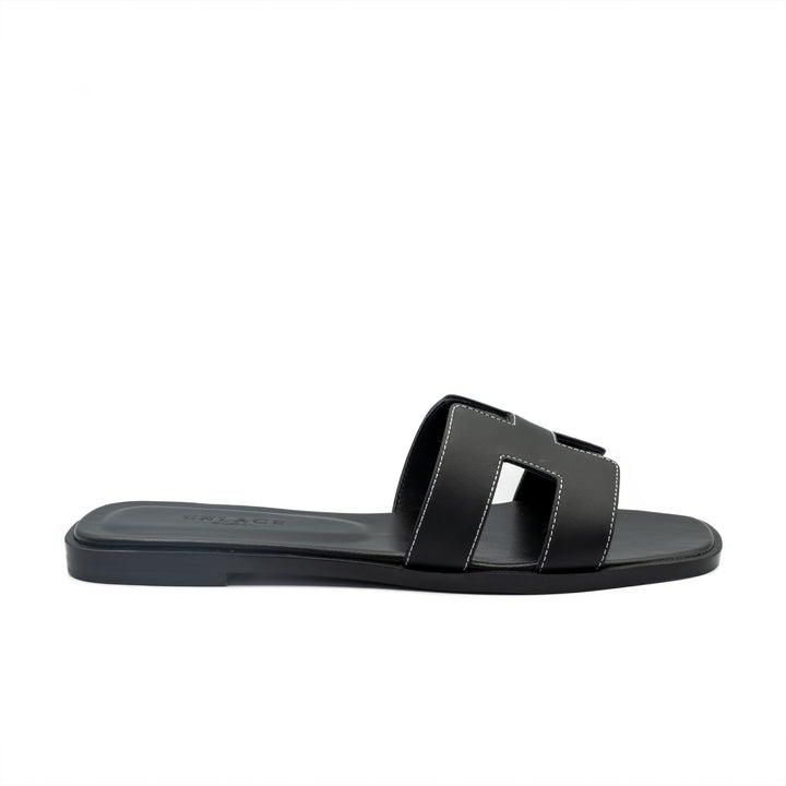 Cut-Out Slide Sandals - Black