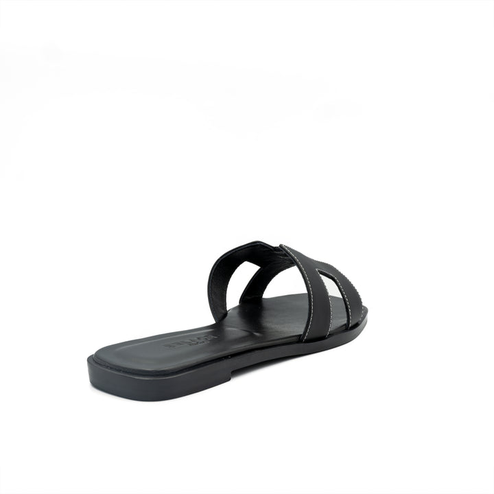 Cut-Out Slide Sandals - Black