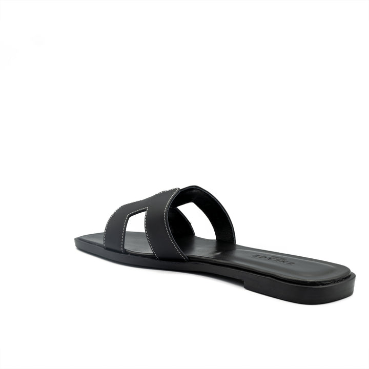 Cut-Out Slide Sandals - Black