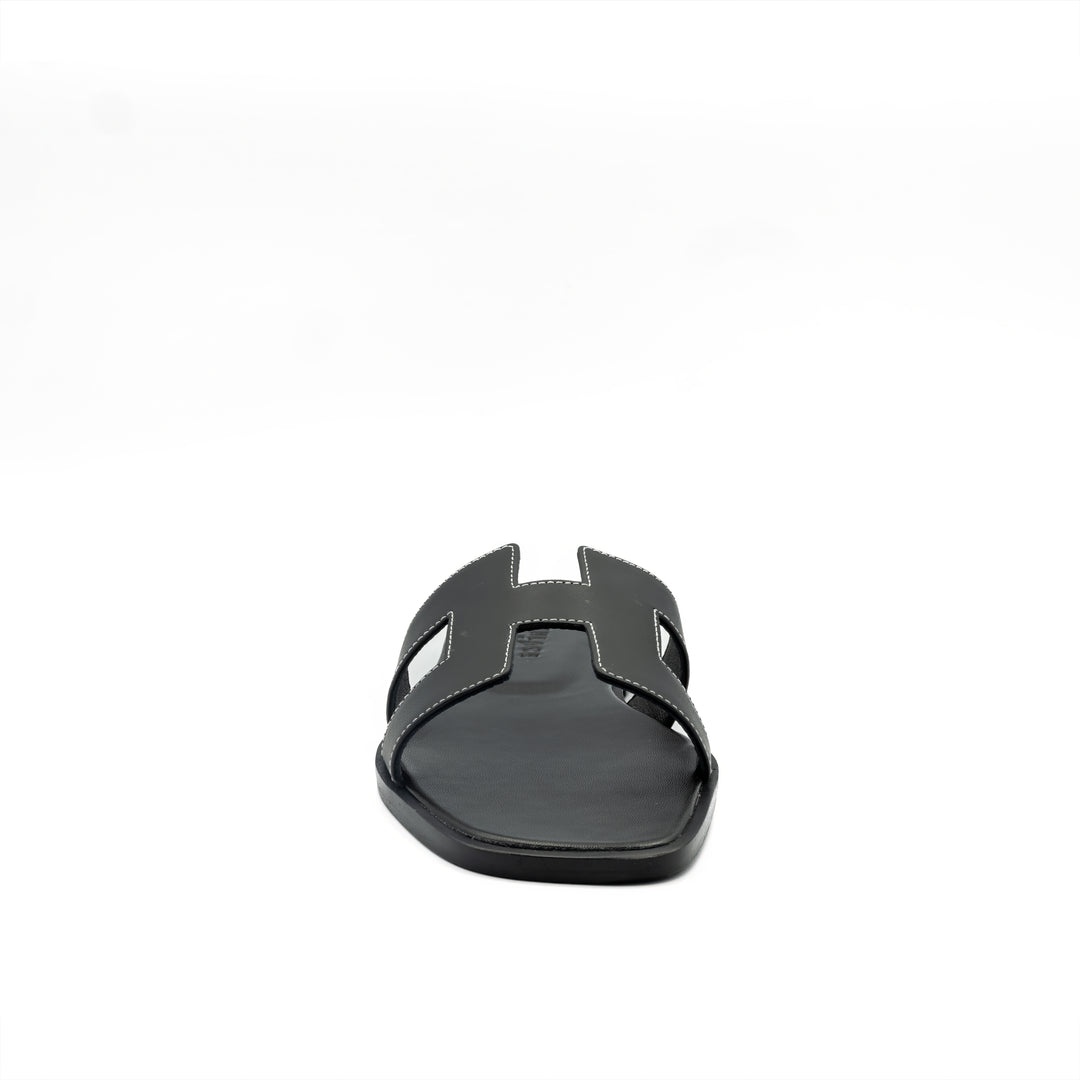 Cut-Out Slide Sandals - Black