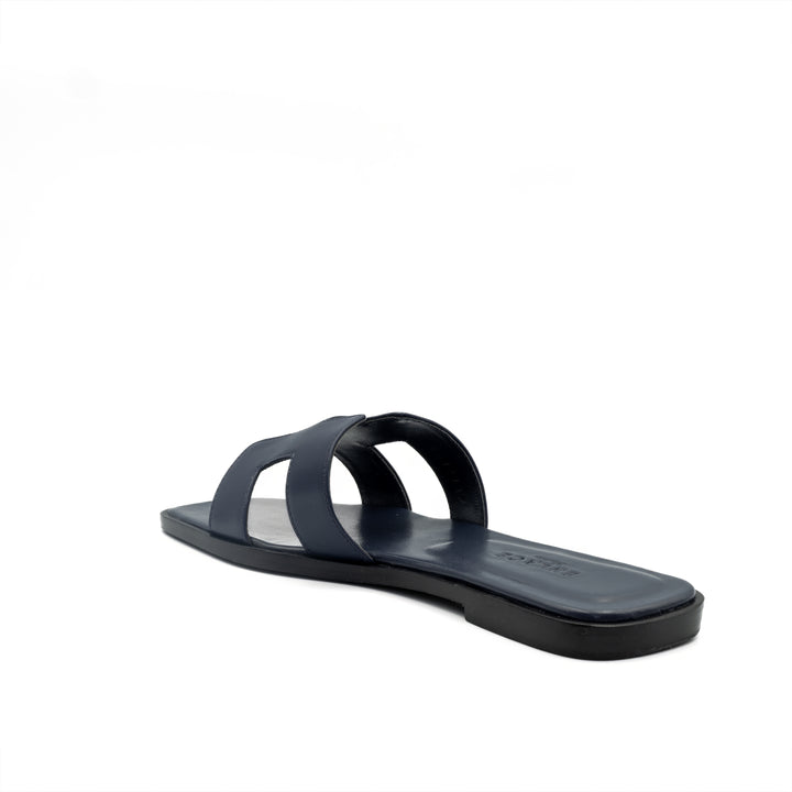 Cut-Out Slide Sandals - Navy