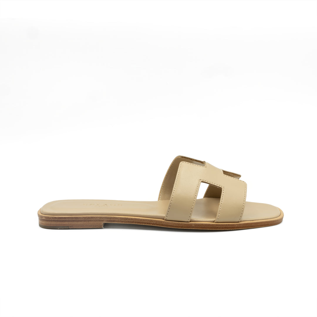 Cut-Out Slide Sandals - Beige