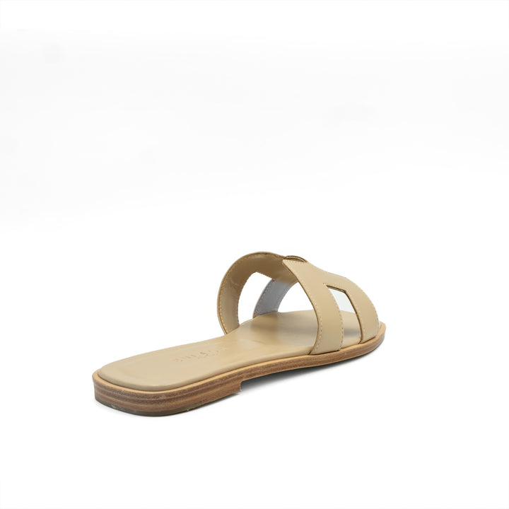 Cut-Out Slide Sandals - Beige