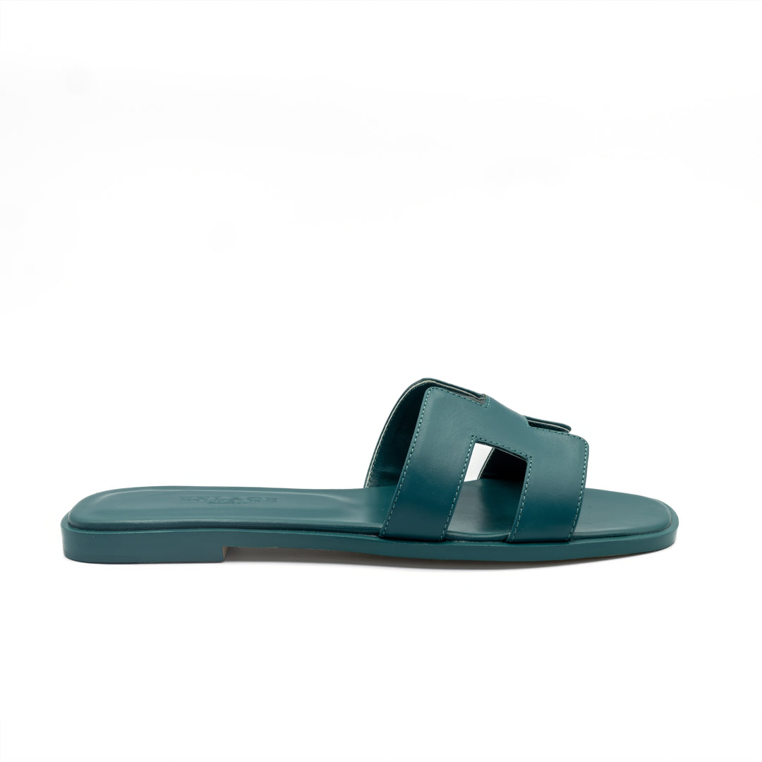 Cut-Out Slide Sandals - Teal