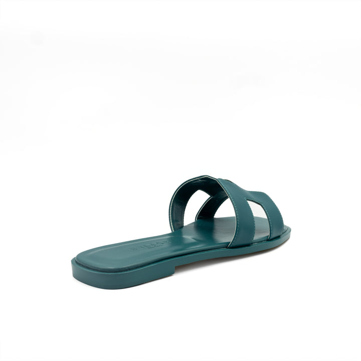 Cut-Out Slide Sandals - Teal