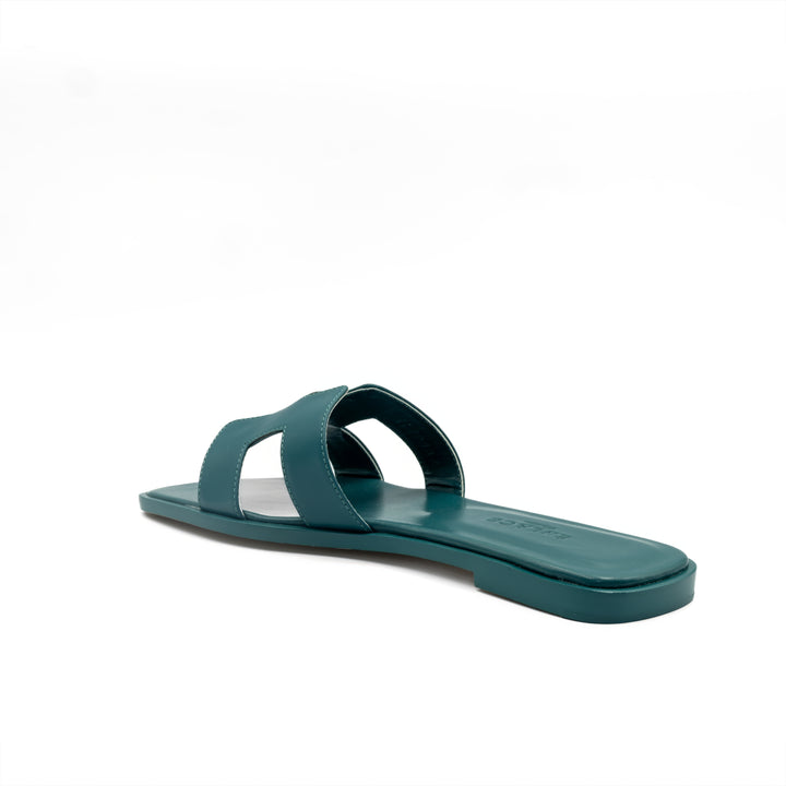 Cut-Out Slide Sandals - Teal