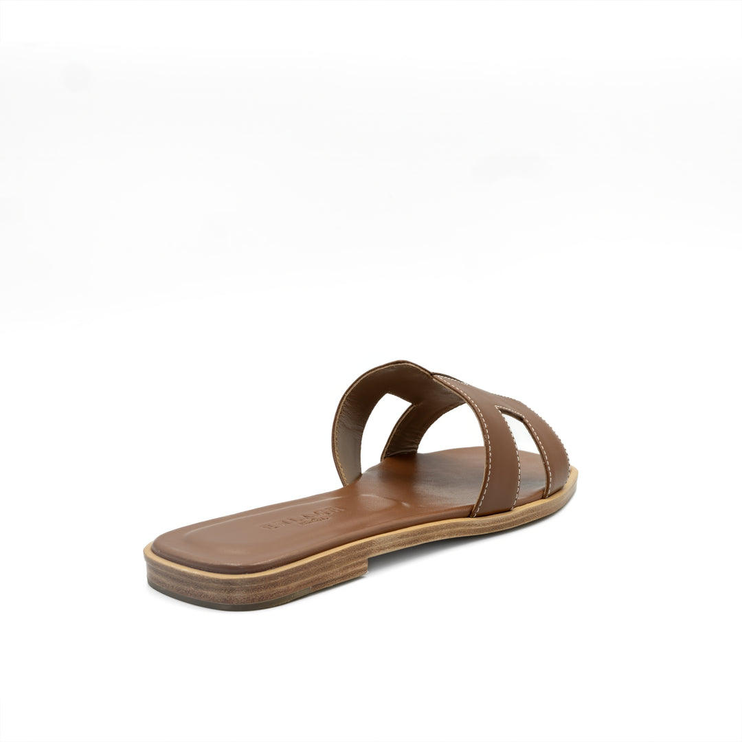 Cut-Out Slide Sandals - Brown