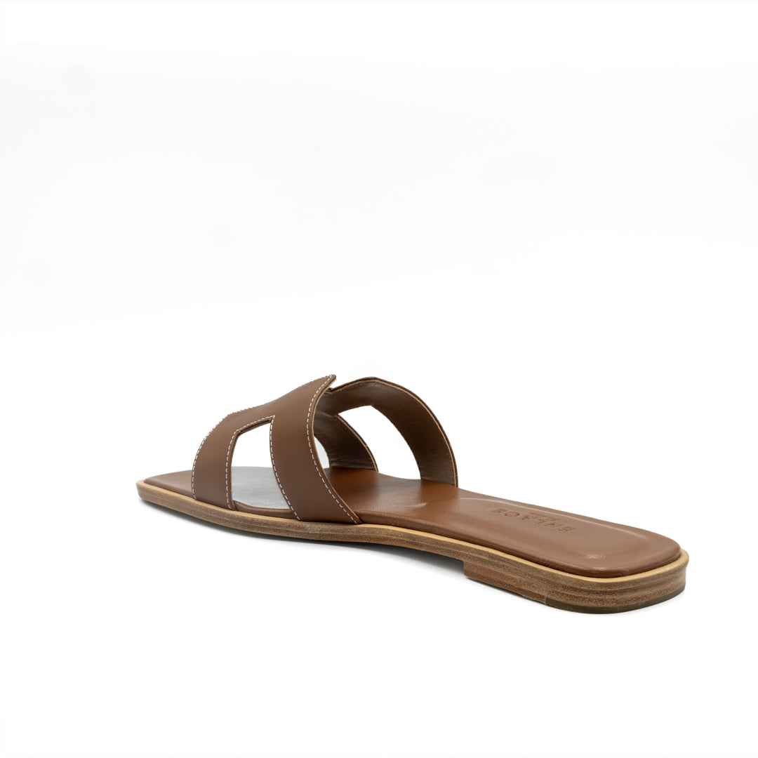 Cut-Out Slide Sandals - Brown