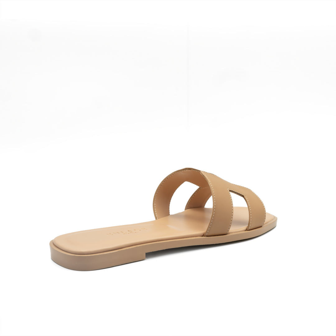 Cut-Out Slide Sandals - Nude