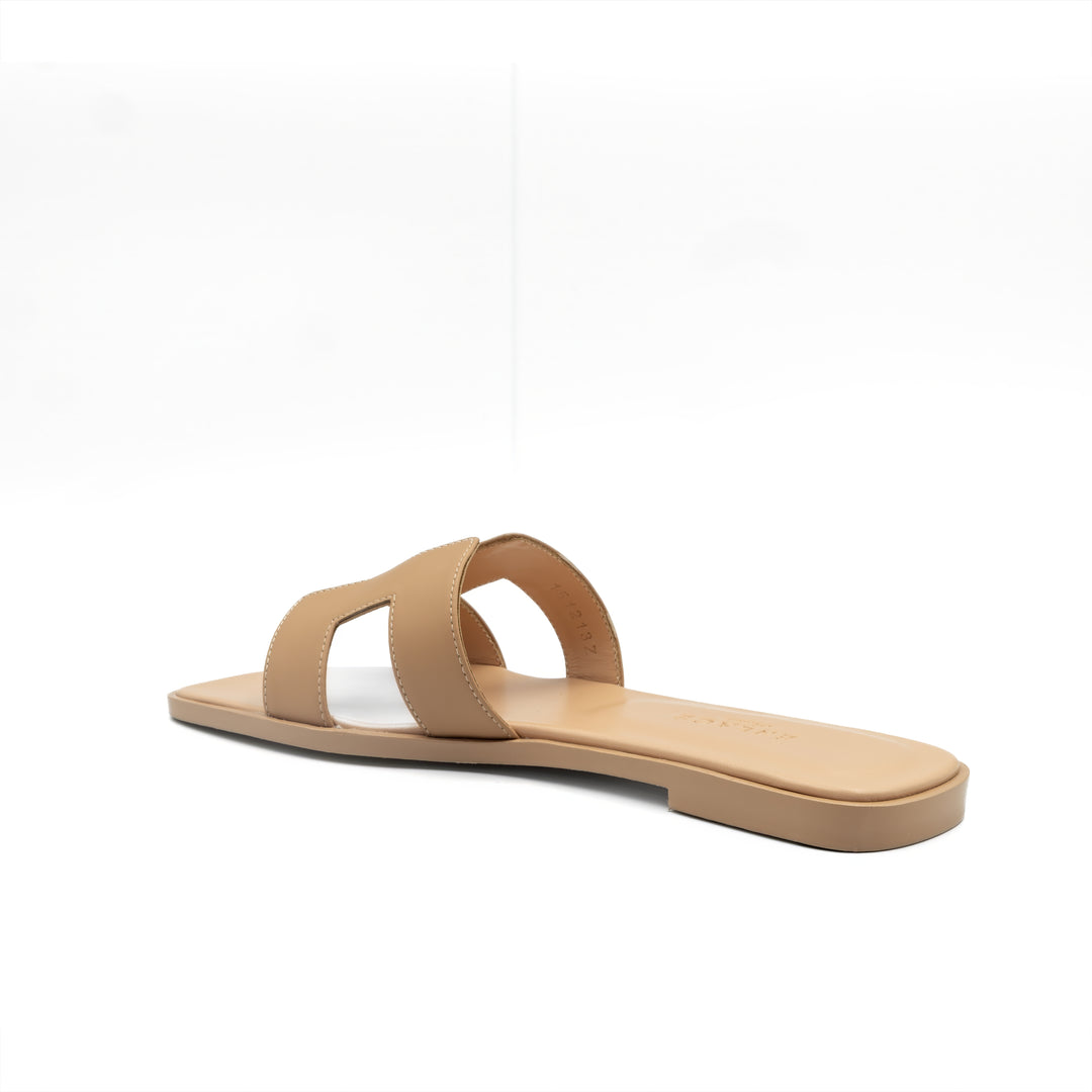 Cut-Out Slide Sandals - Nude