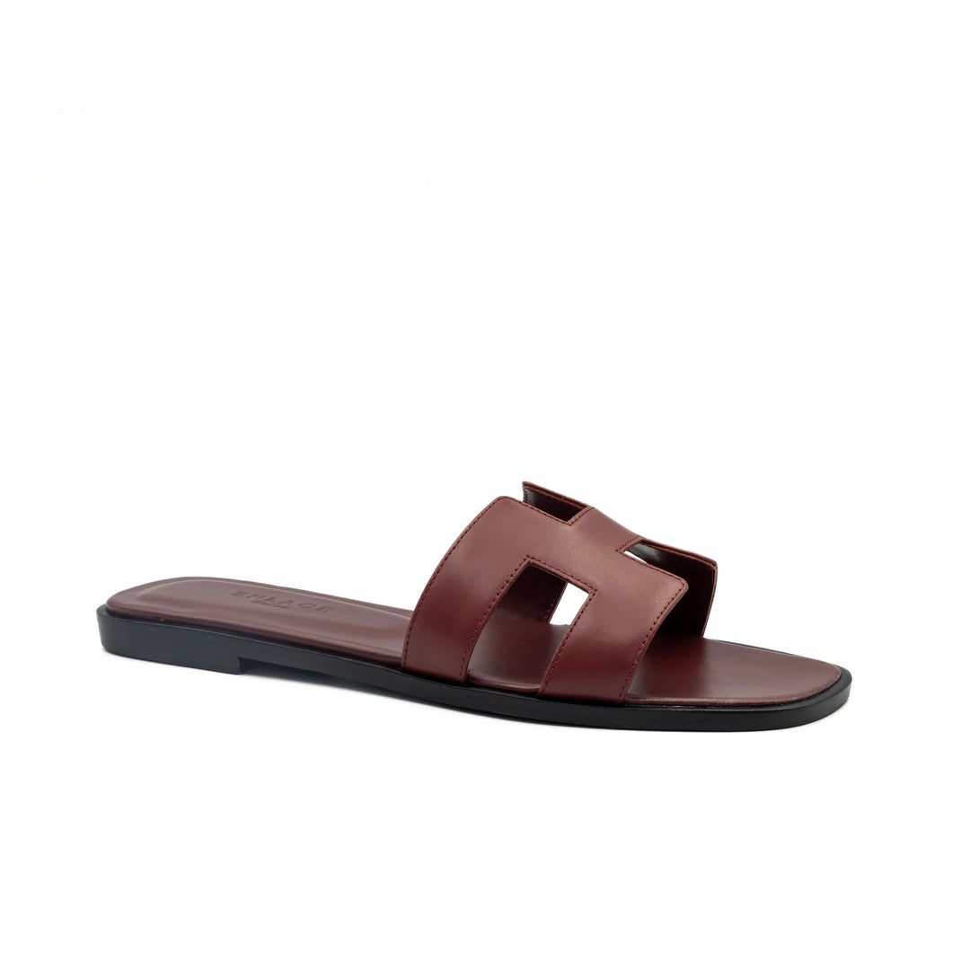 Cut-Out Slide Sandals - Burgundy