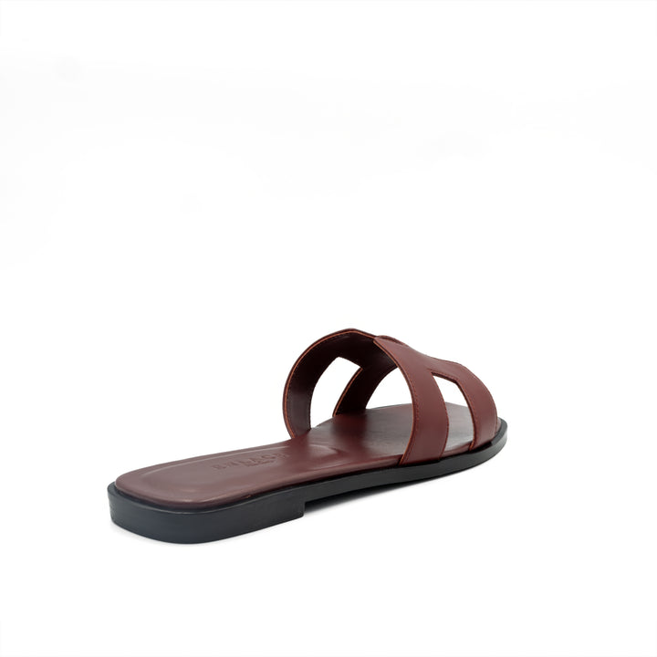 Cut-Out Slide Sandals - Burgundy