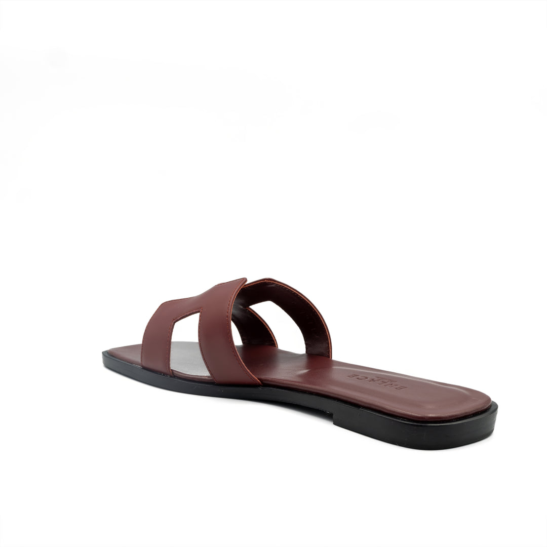 Cut-Out Slide Sandals - Burgundy