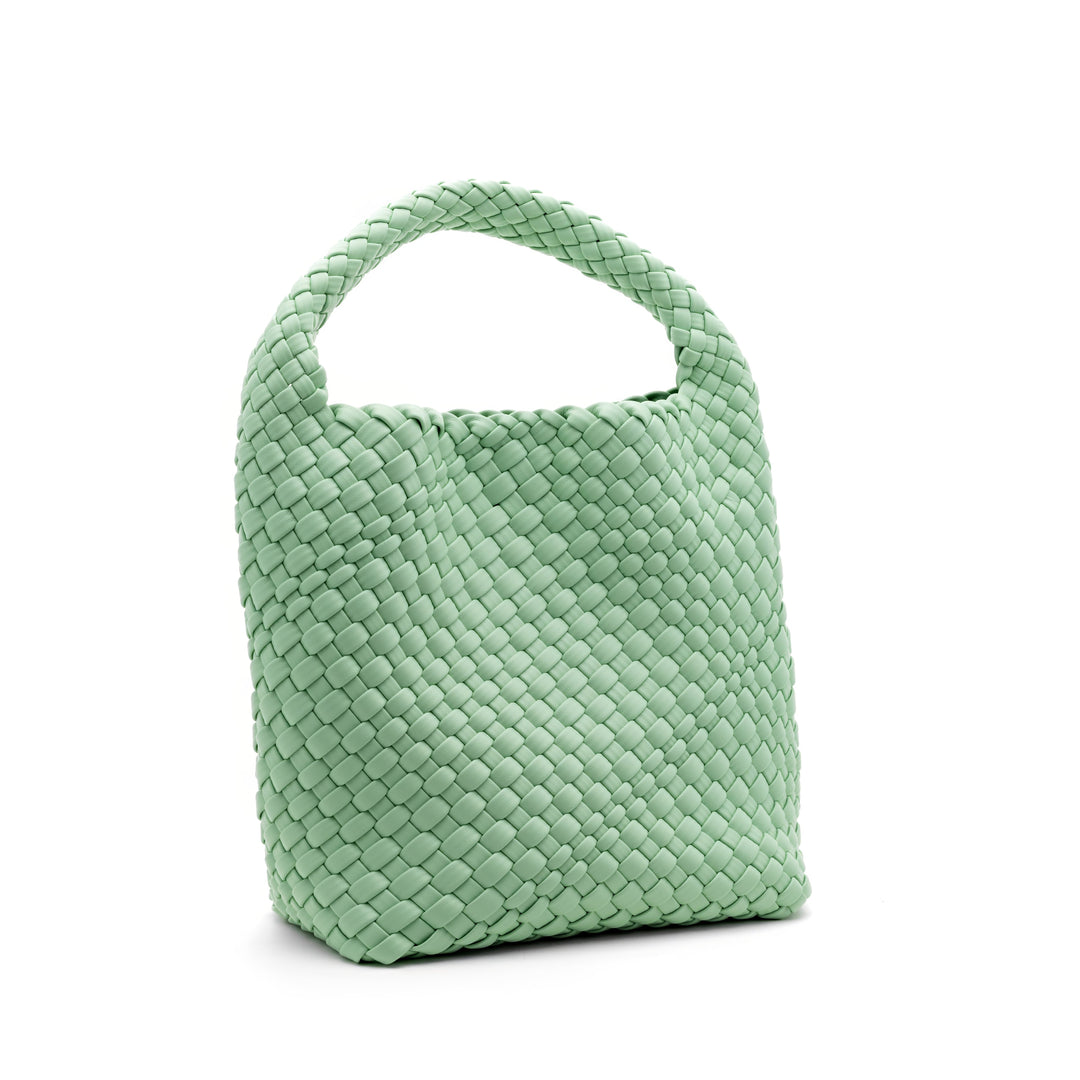 Woven Mini Tote Bag with Matching Purse - Mint