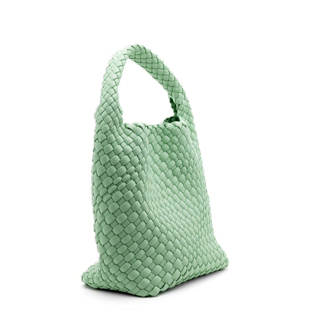 Woven Mini Tote Bag with Matching Purse - Mint