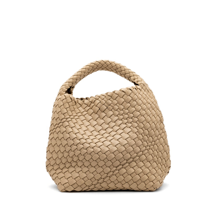 Woven Mini Tote Bag with Matching Purse - Nude