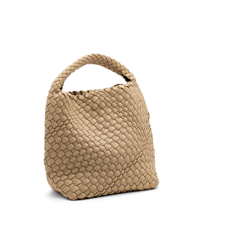 Woven Mini Tote Bag with Matching Purse - Nude