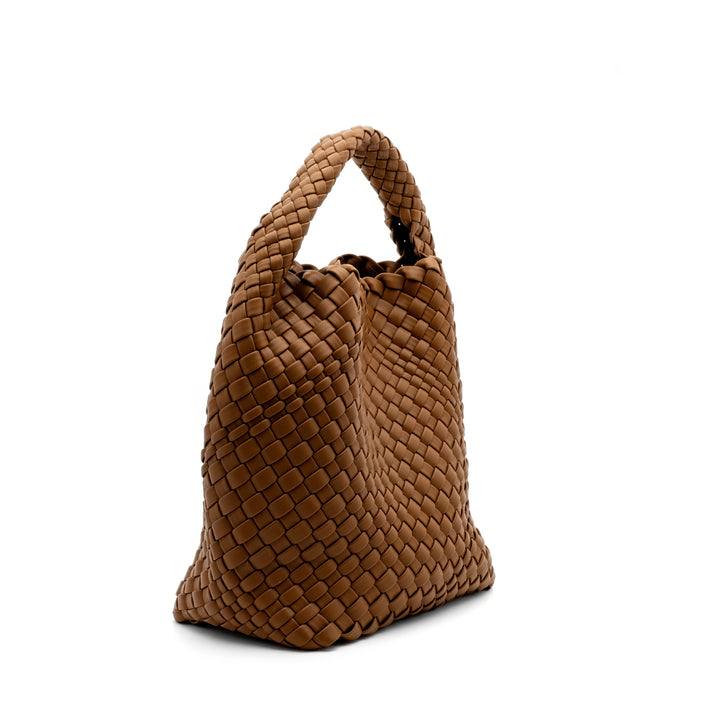 Woven Mini Tote Bag with Matching Purse - Brown