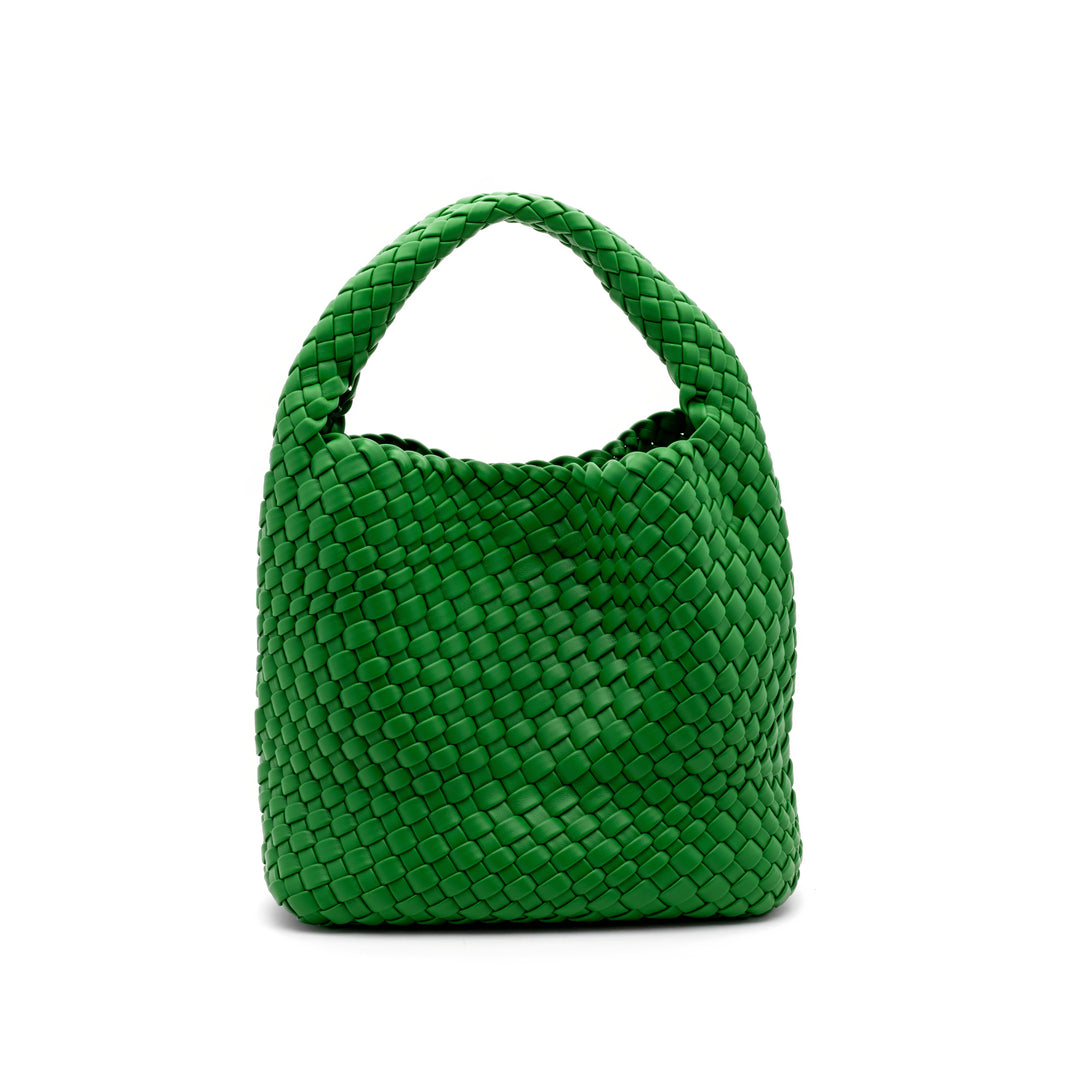 Woven Mini Tote Bag with Matching Purse - Green