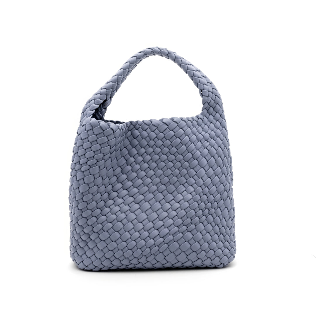 Woven Mini Tote Bag with Matching Purse - Dusty Blue