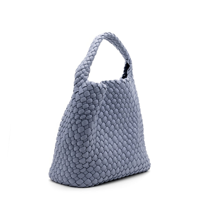 Woven Mini Tote Bag with Matching Purse - Dusty Blue