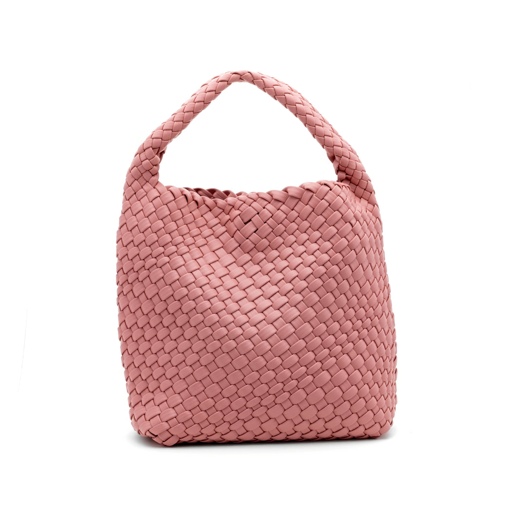 Woven Mini Tote Bag with Matching Purse - Pink