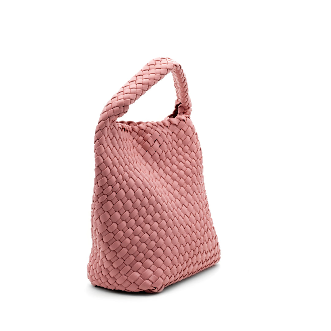 Woven Mini Tote Bag with Matching Purse - Pink