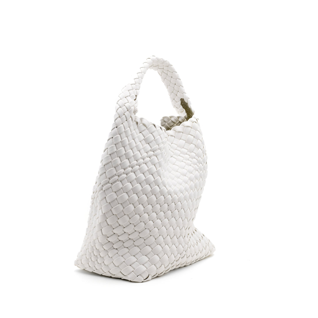 Woven Mini Tote Bag with Matching Purse - White