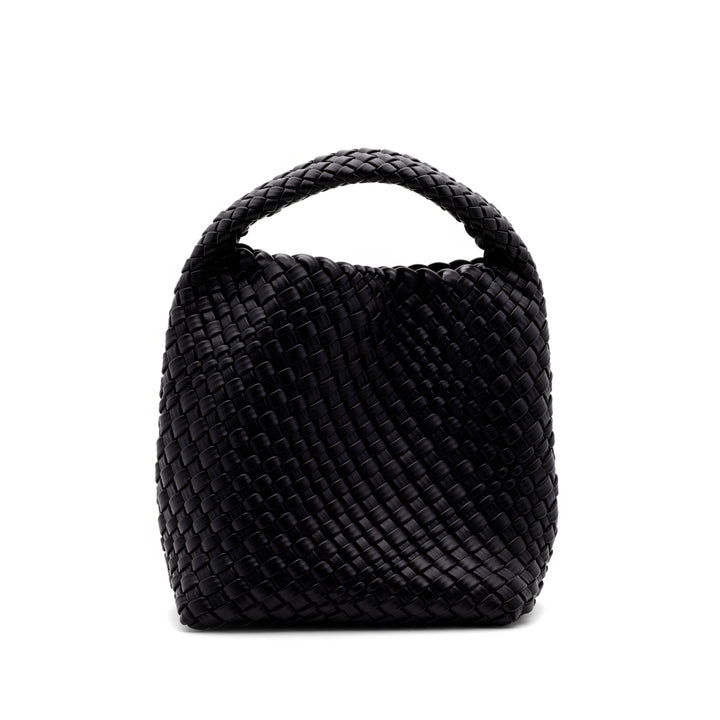 Woven Mini Tote Bag with Matching Purse - Black