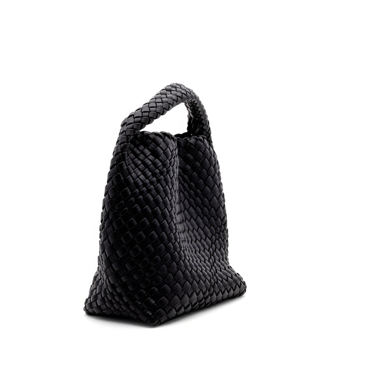 Woven Mini Tote Bag with Matching Purse - Black