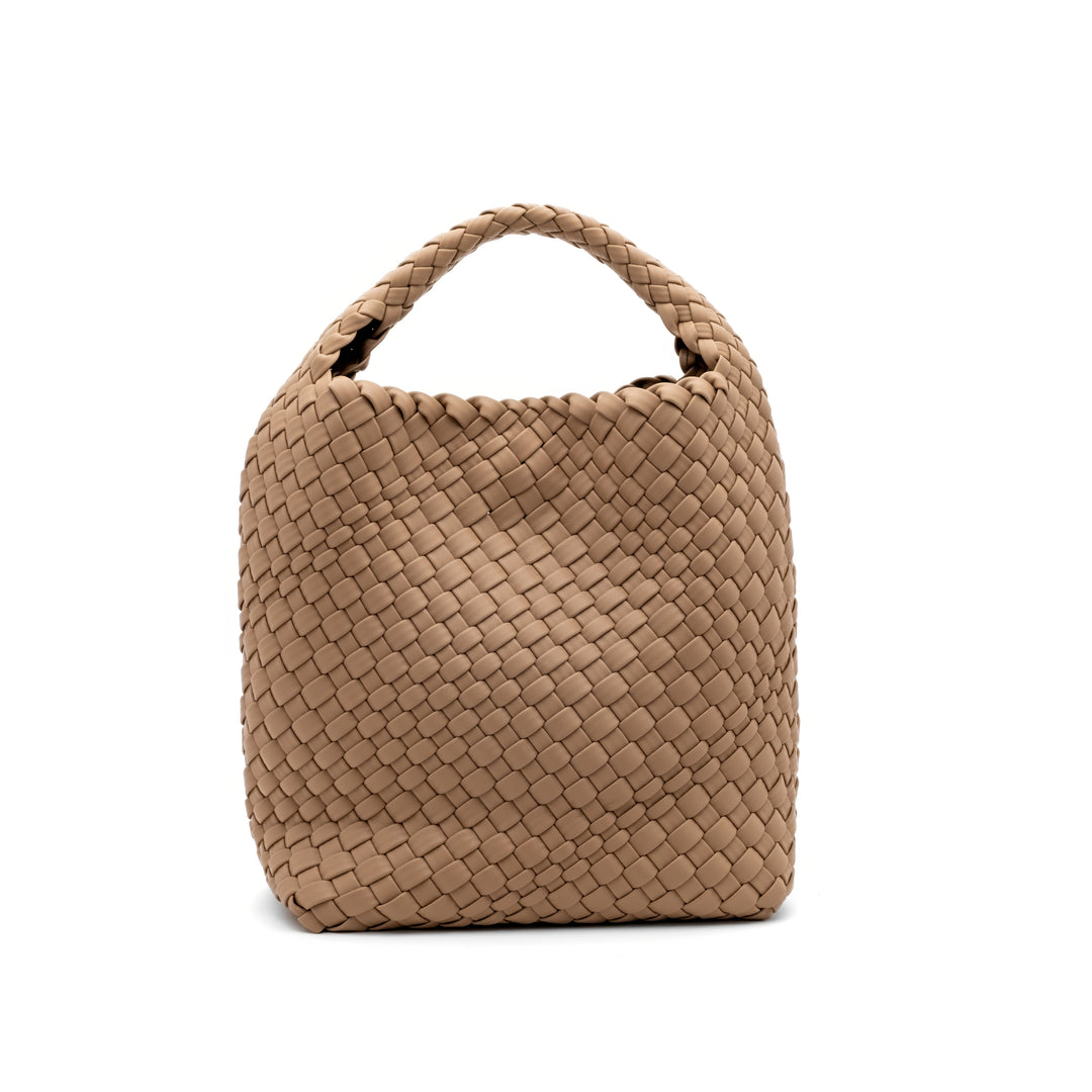 Woven Mini Tote Bag with Matching Purse - Beige