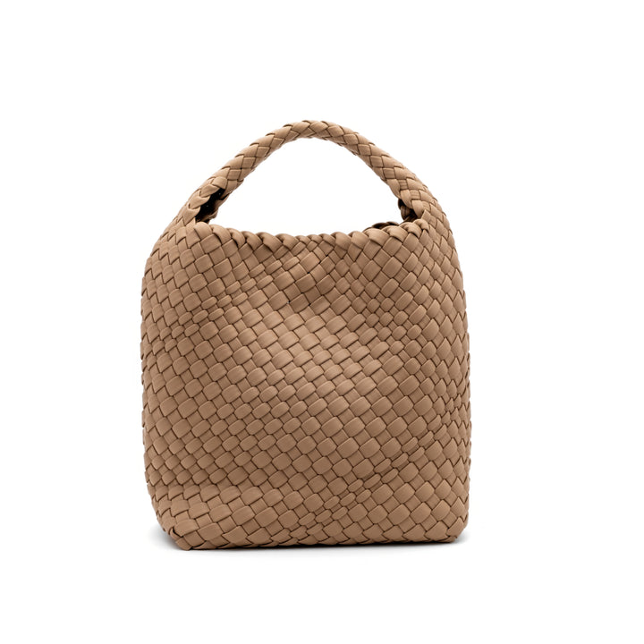 Woven Mini Tote Bag with Matching Purse - Beige