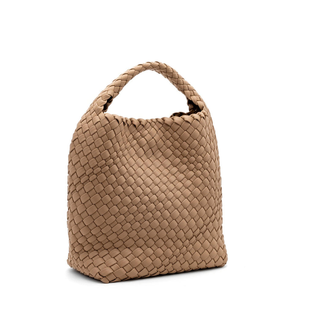 Woven Mini Tote Bag with Matching Purse - Beige