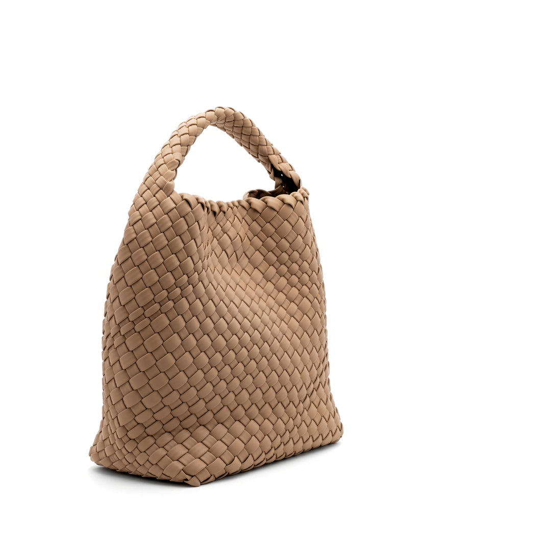 Woven Mini Tote Bag with Matching Purse - Beige