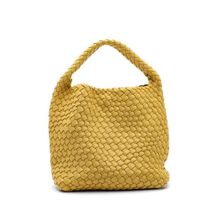 Woven Mini Tote Bag with Matching Purse - Mustard