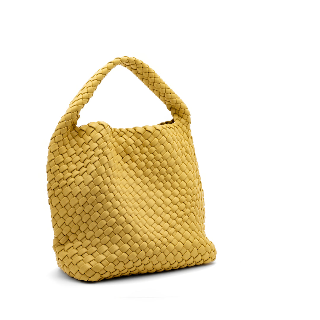 Woven Mini Tote Bag with Matching Purse - Mustard