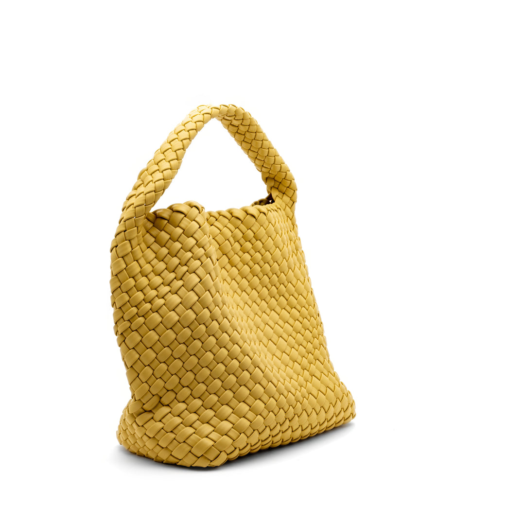 Woven Mini Tote Bag with Matching Purse - Mustard